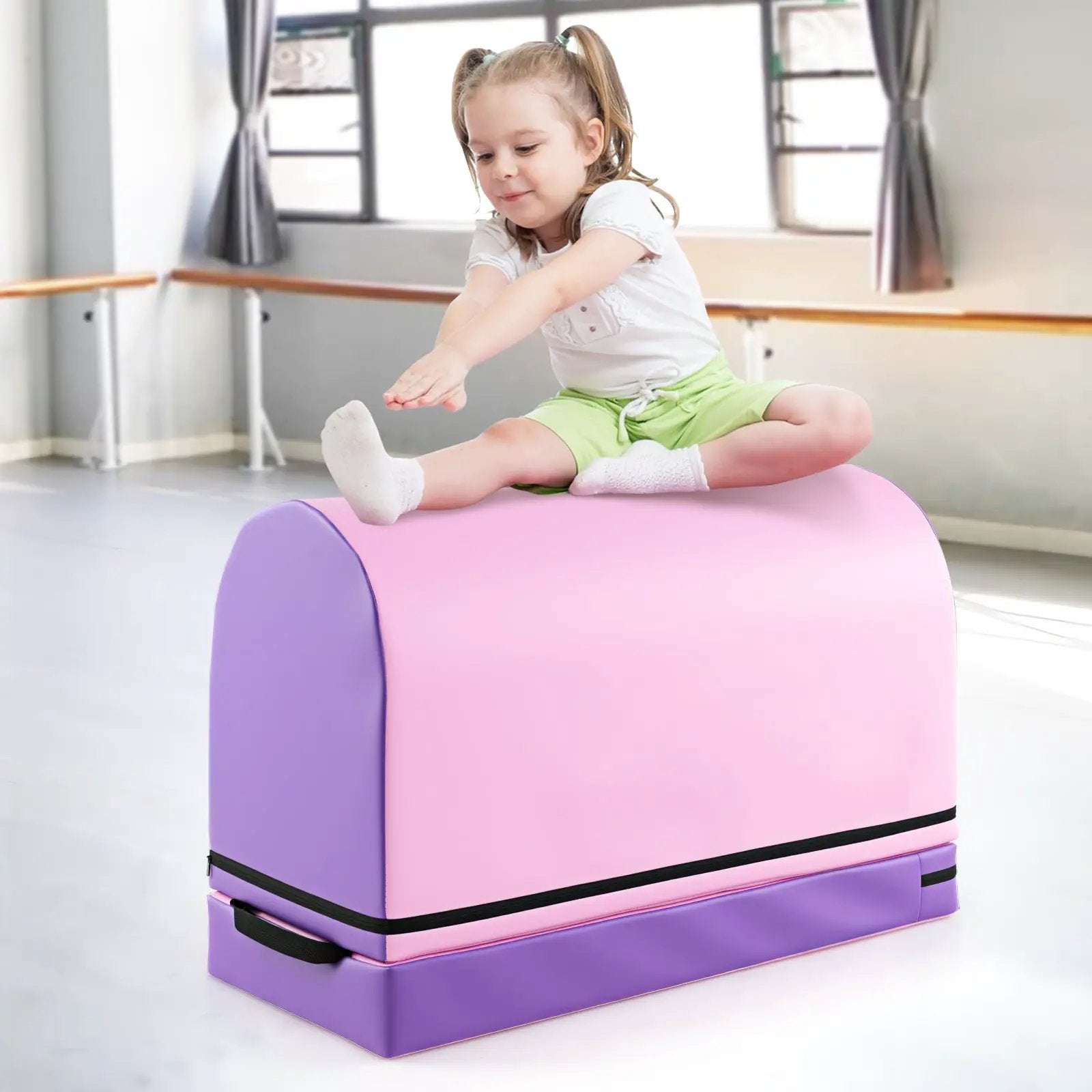 Gymnastics Vaulting Box with Detachable Mat Carrying Handle for Kids by DirectDeals