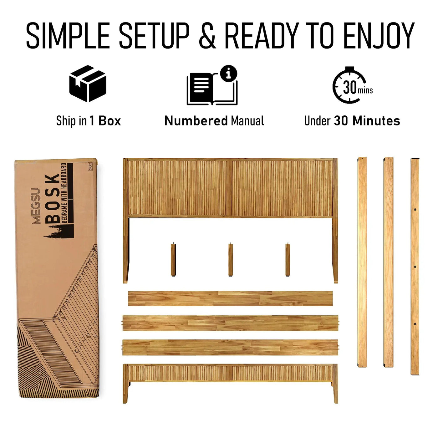 Bosk Solid Wood Bed Frame by Megsu