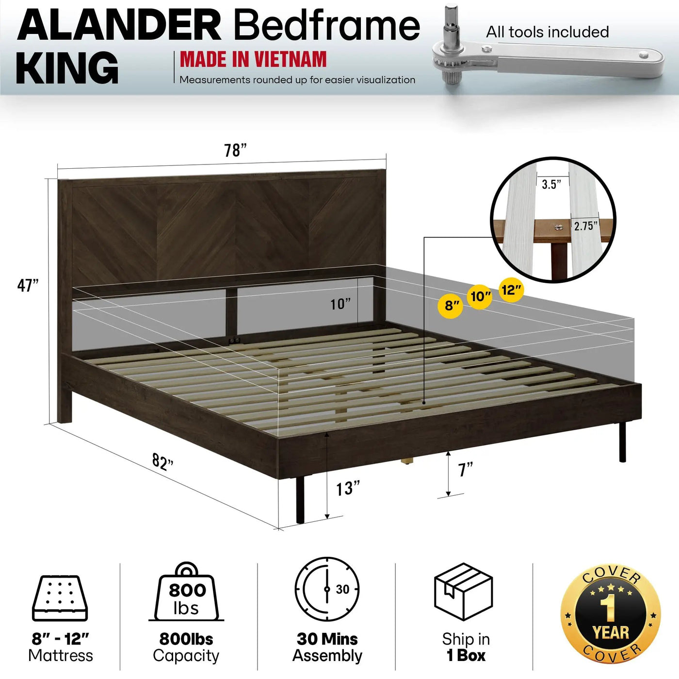 Alander Solid Wood Bed Frame by Megsu