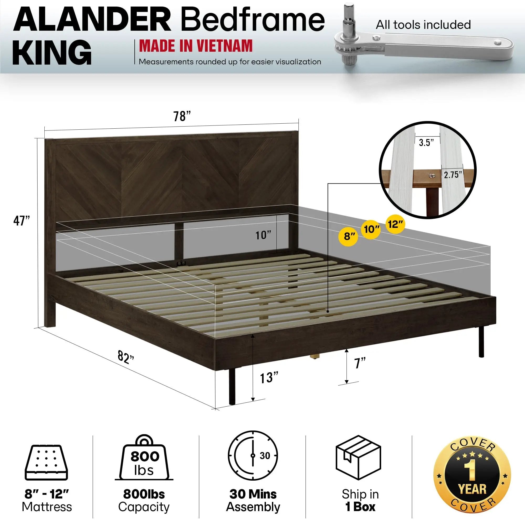 Alander Solid Wood Bed Frame by Megsu