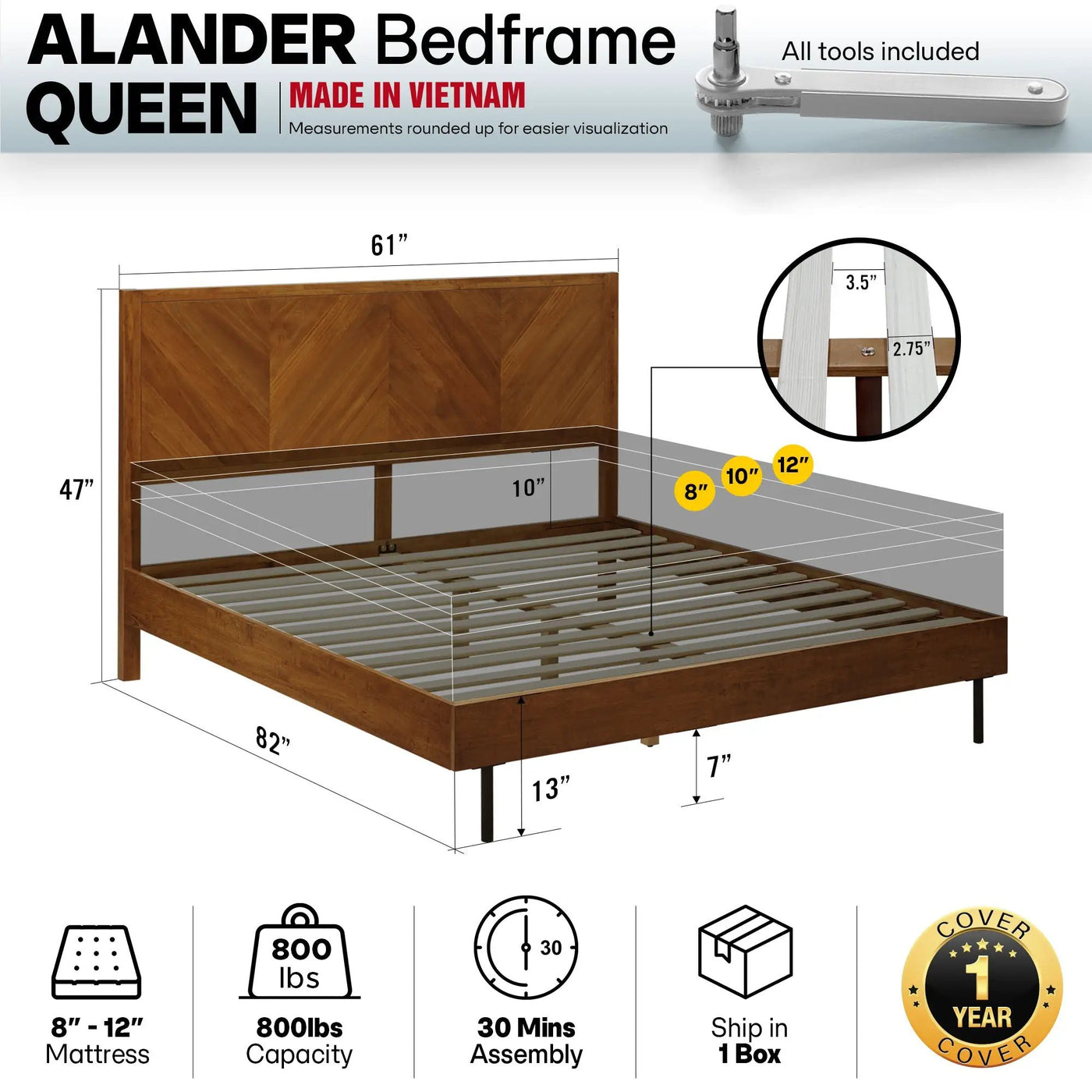 Alander Solid Wood Bed Frame by Megsu