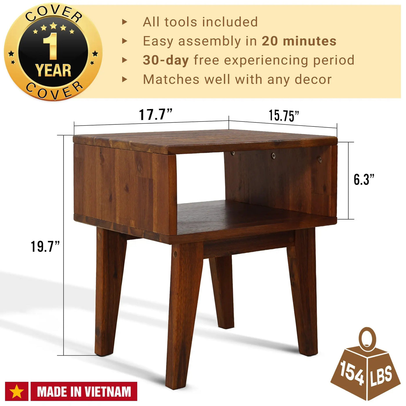 Serena Solid Wood Nightstand by Megsu
