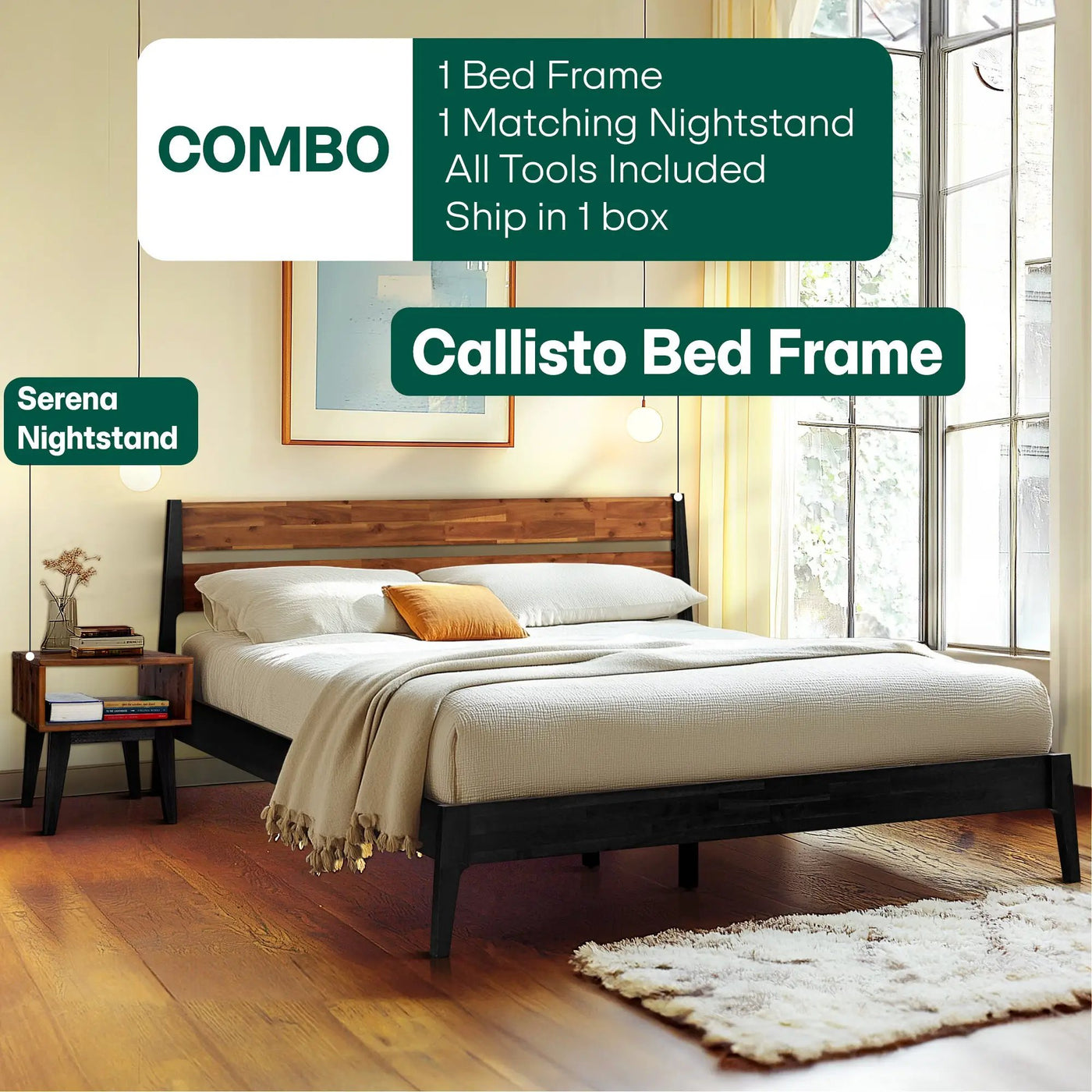 Callisto Solid Wood Bed Frame by Megsu