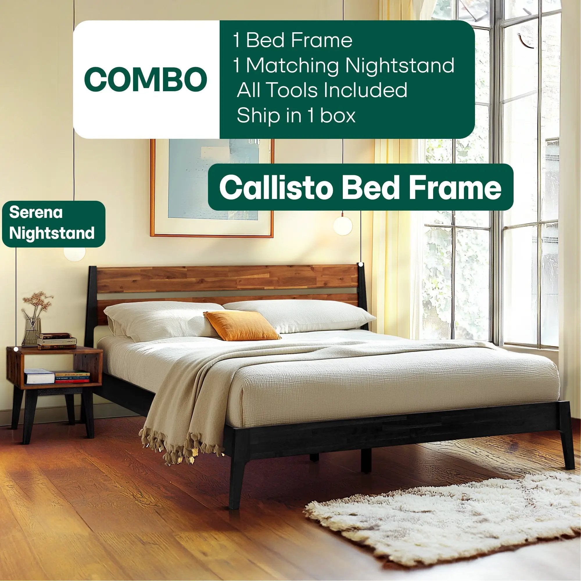 Callisto Solid Wood Bed Frame by Megsu