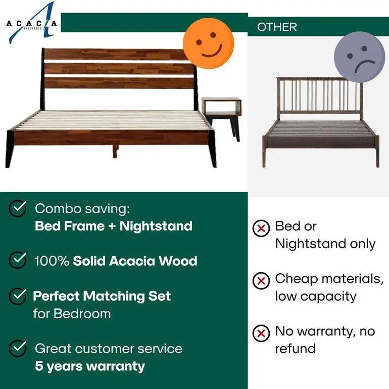 [Buy 1 Get 1] Emery Solid Wood Bed Frame & Nightstand by Megsu