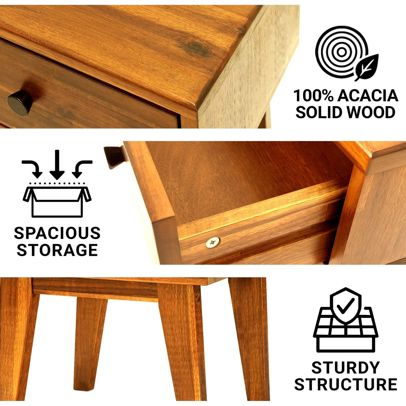 Sofia Solid Wood Nightstand by Megsu