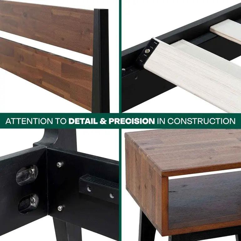 [Buy 1 Get 1] Callisto Solid Wood Bed Frame and Nightstand by Megsu