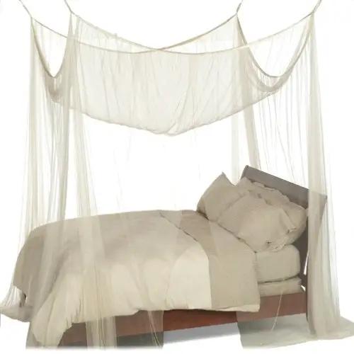 4-Post Bed Canopy in Ecru Color Mesh Fabric - Fits all Bed Sizes by HomePacific