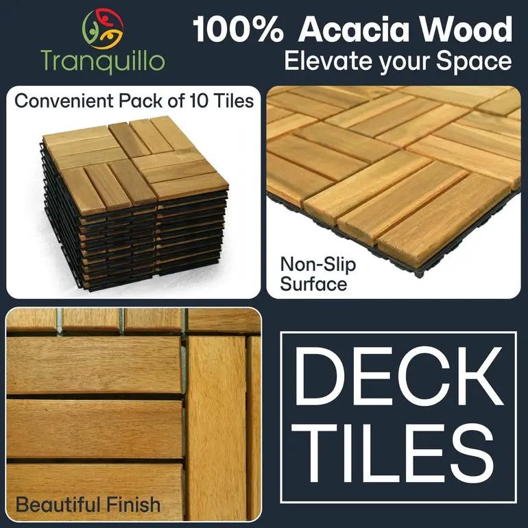 Solid Wood Deck Tiles Set 10 by Megsu