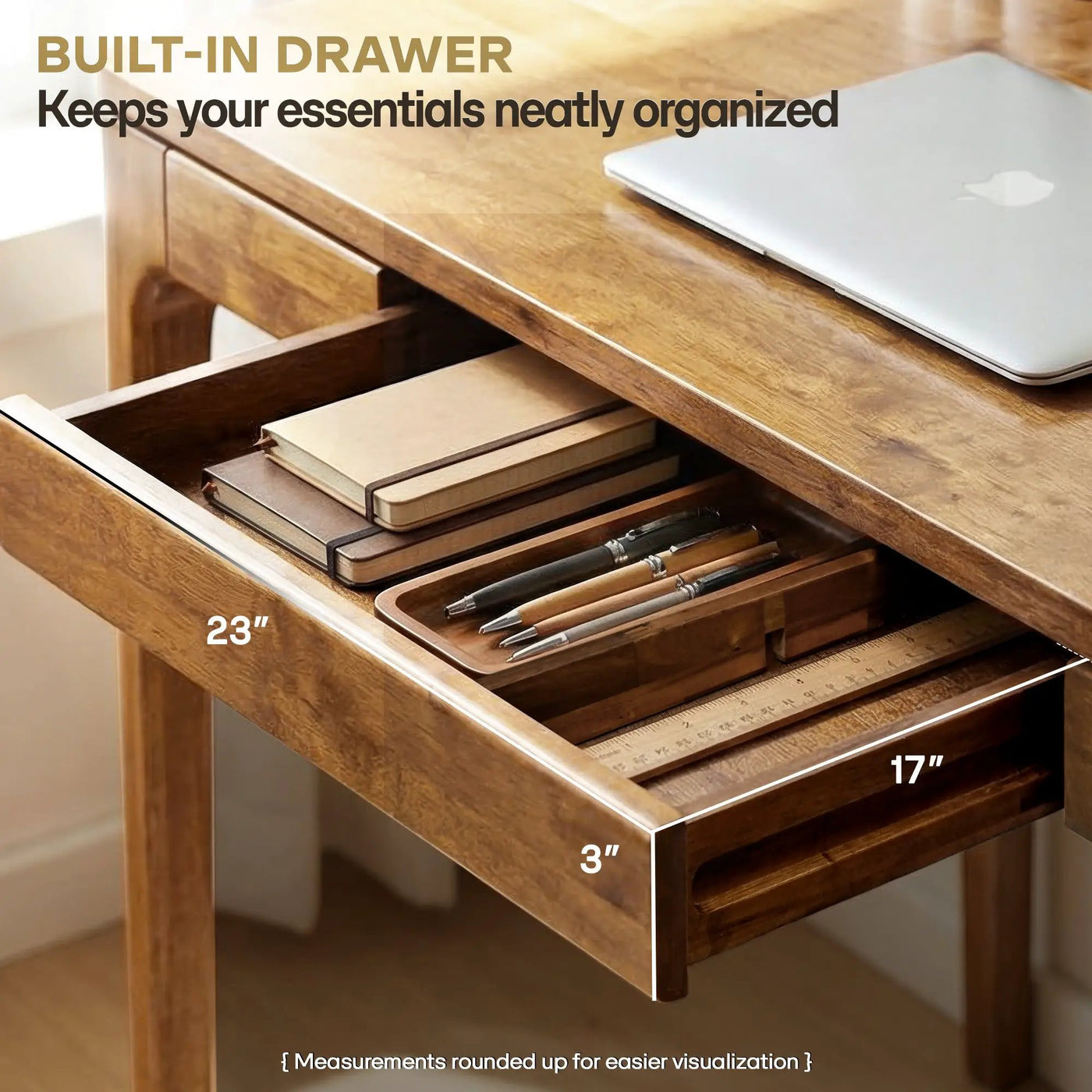 Wilma 48 Inches Rubber Wood Desk by Megsu