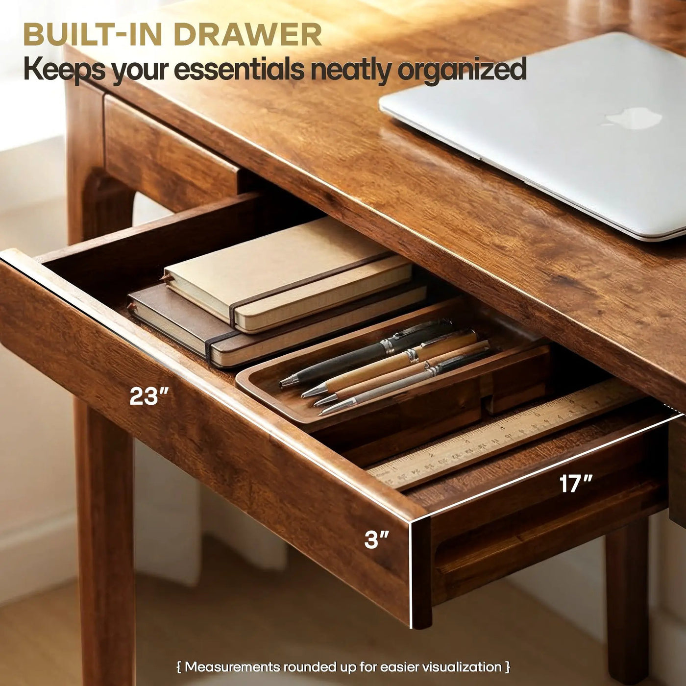 Wilma 48 Inches Rubber Wood Desk by Megsu