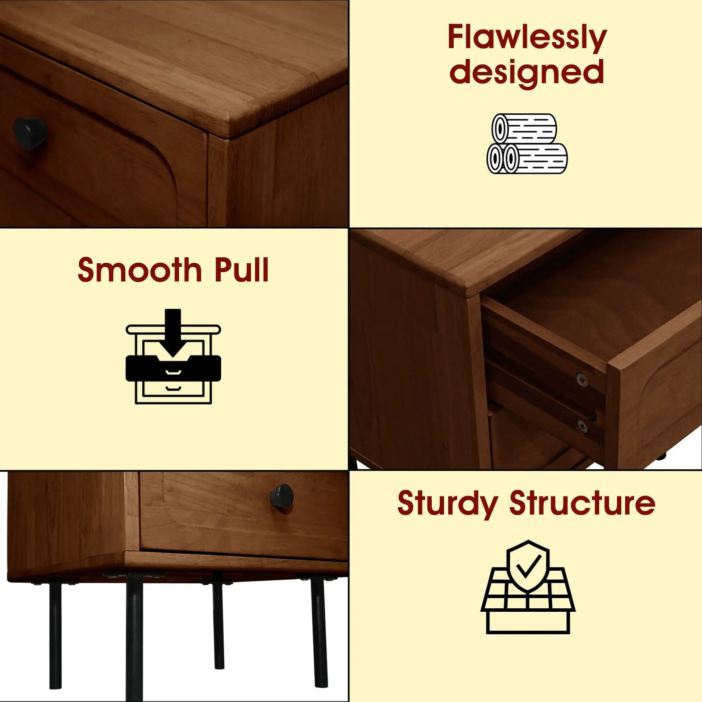 Savana Solid Wood 2-Drawer Nightstand by Megsu