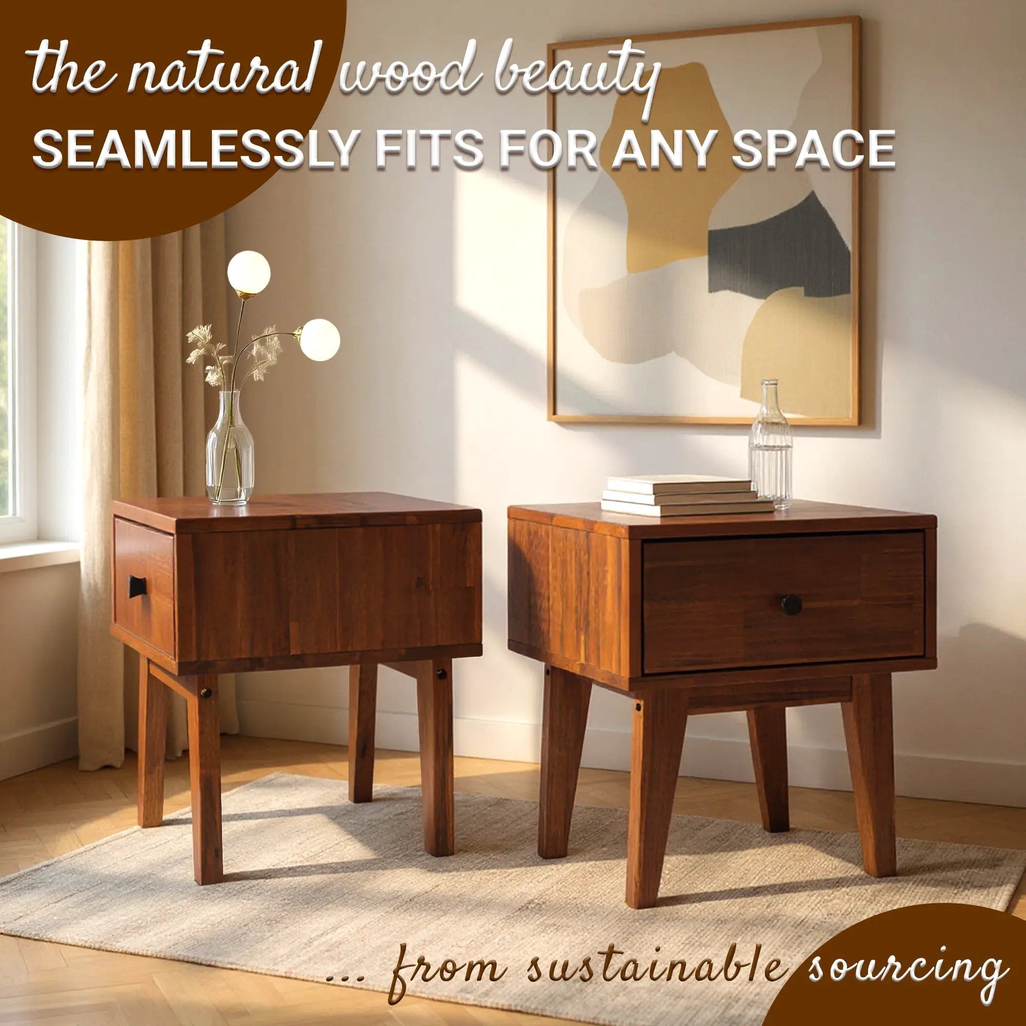Sofia Solid Wood Nightstand by Megsu