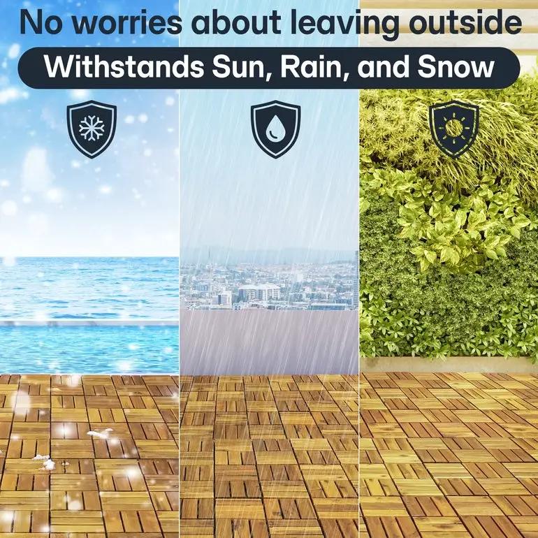 Solid Wood Deck Tiles Set 10 by Megsu