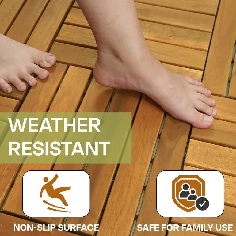 Solid Wood Deck Tiles 6 Slat Set 9 by Megsu