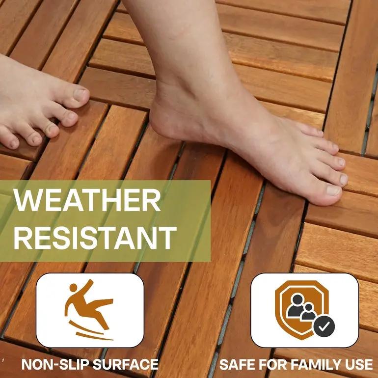 Solid Wood Deck Tiles 6 Slat Set 9 by Megsu