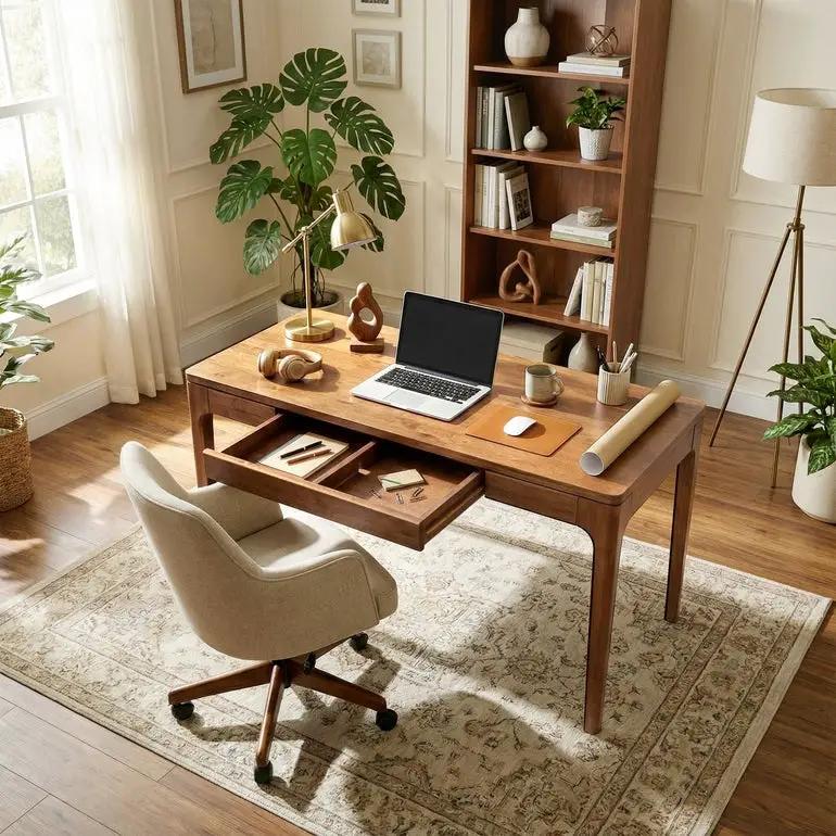 Wilma 48 Inches Rubber Wood Desk by Megsu
