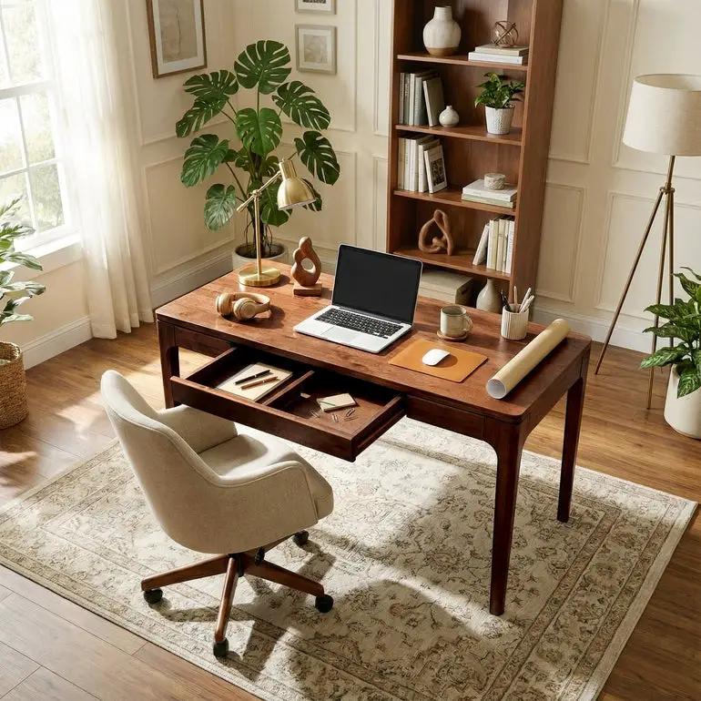 Wilma 48 Inches Rubber Wood Desk by Megsu