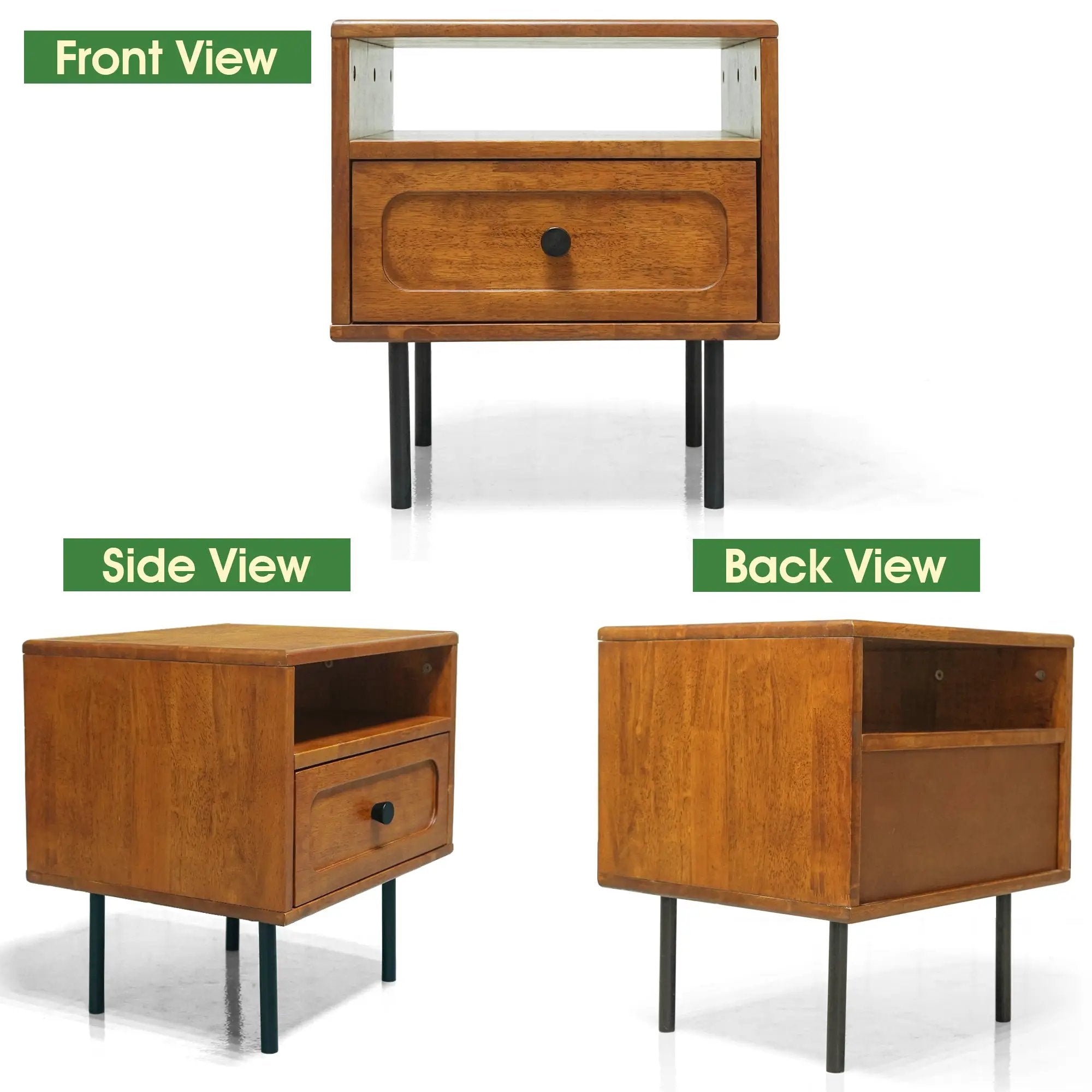 Savana Solid Wood Single-Drawer Nightstand by Megsu