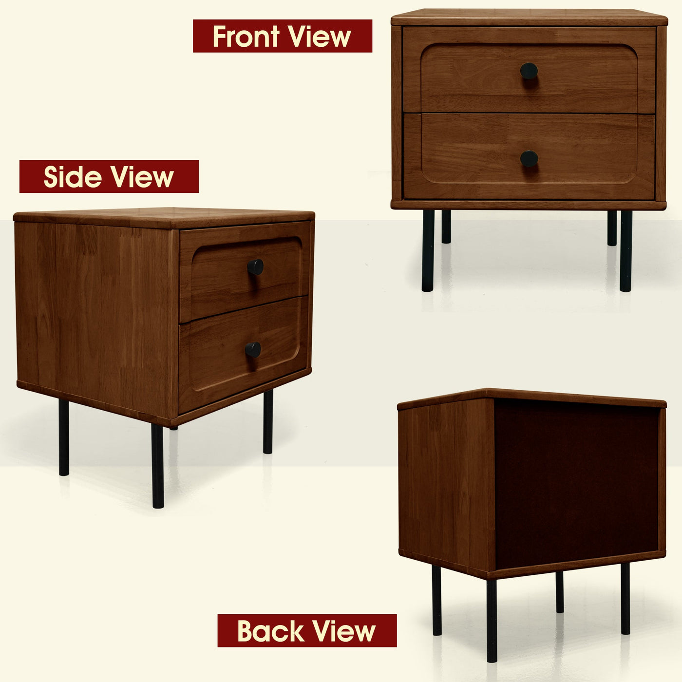 Savana Solid Wood 2-Drawer Nightstand by Megsu