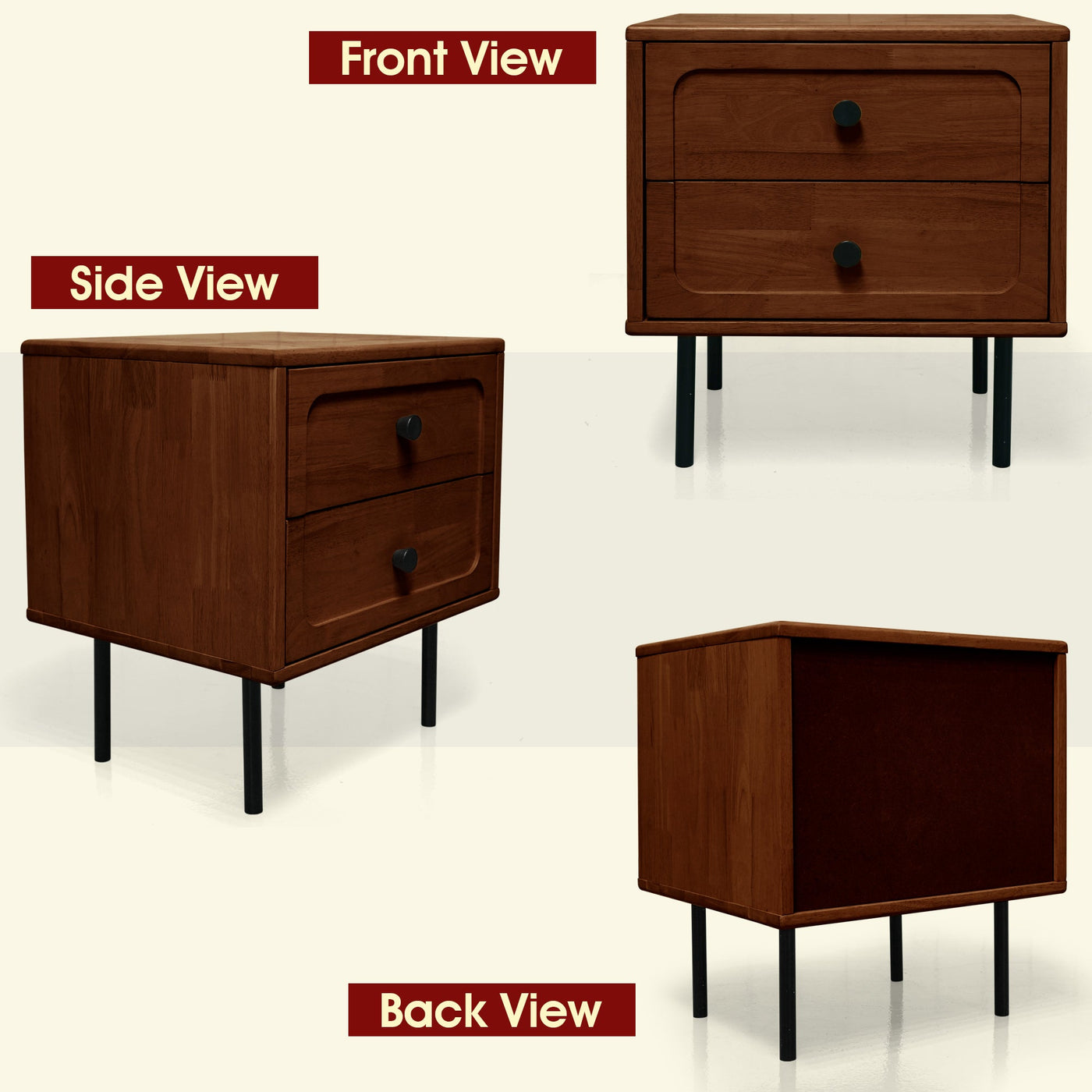 Savana Solid Wood 2-Drawer Nightstand by Megsu