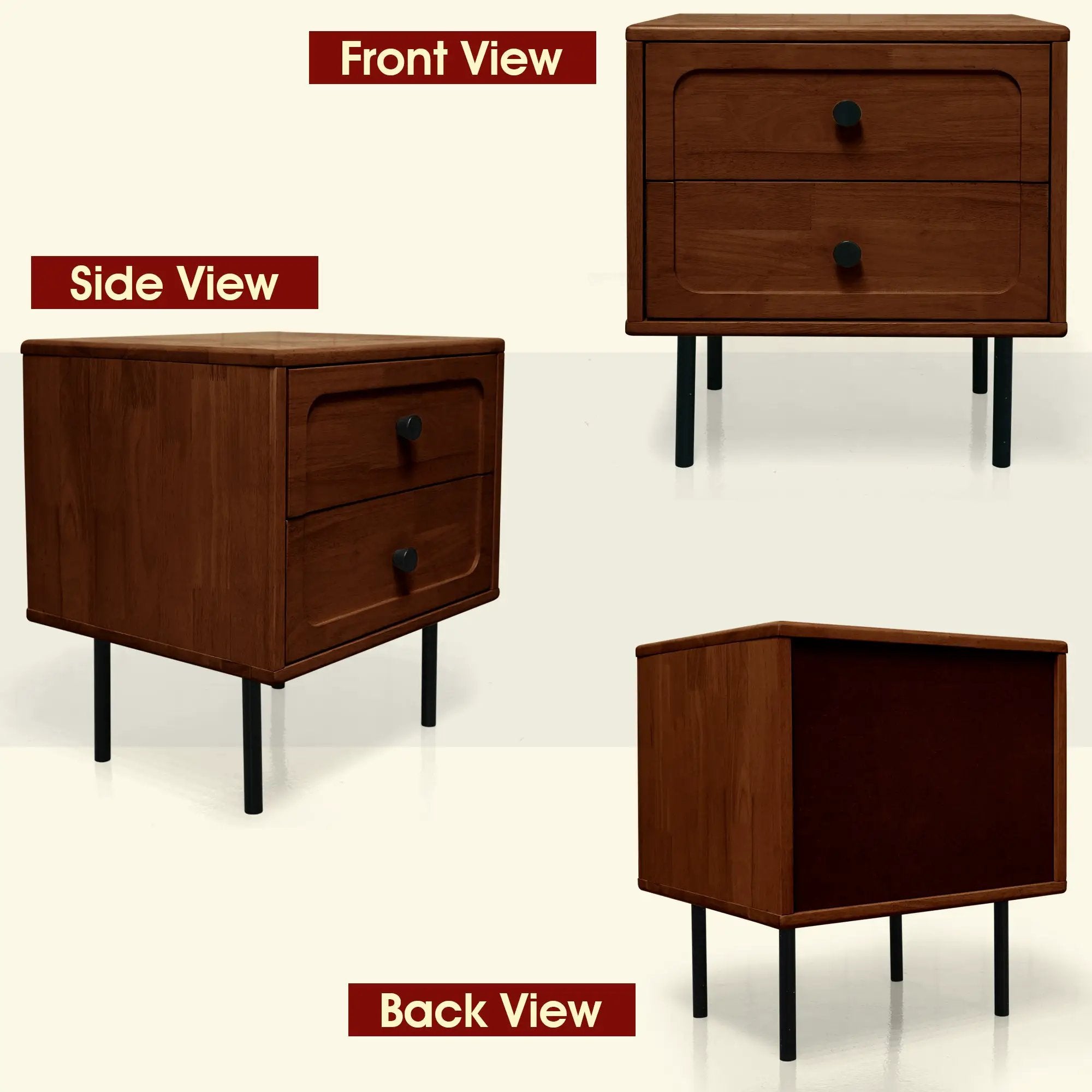 Savana Solid Wood 2-Drawer Nightstand by Megsu