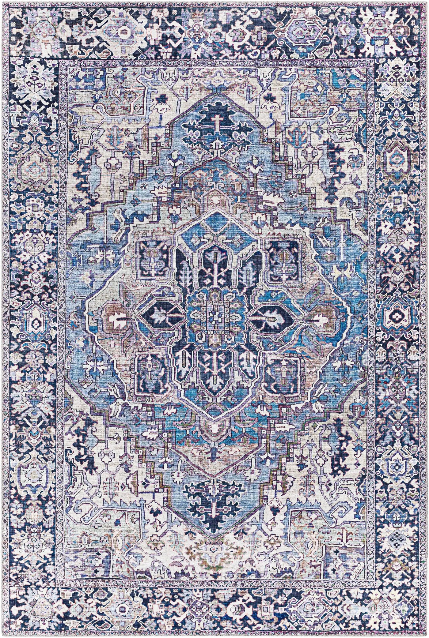 Neyland Iris Blue Area Rug 2362 by Boutique Rugs