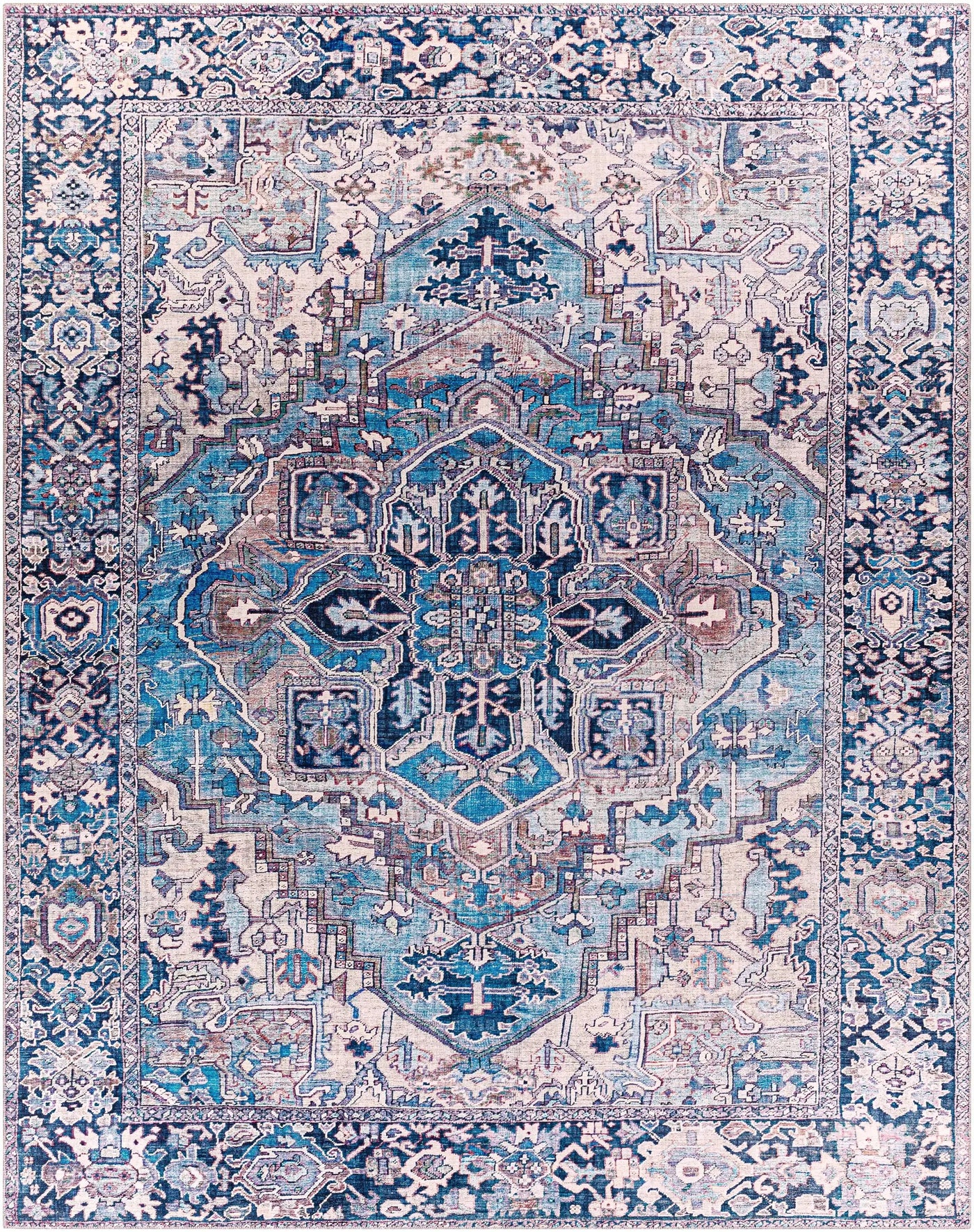 Neyland Iris Blue Area Rug 2362 by Boutique Rugs