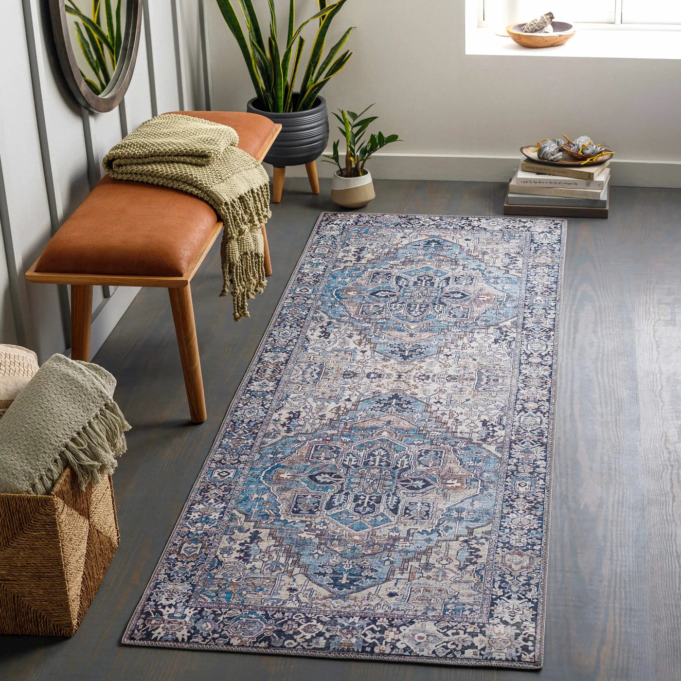 Neyland Iris Blue Area Rug 2362 by Boutique Rugs