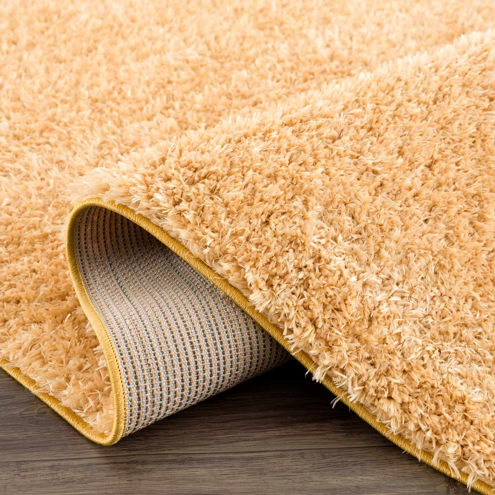 Faina Solid Gold Shag Washable Area Rug - Clearance by Boutique Rugs