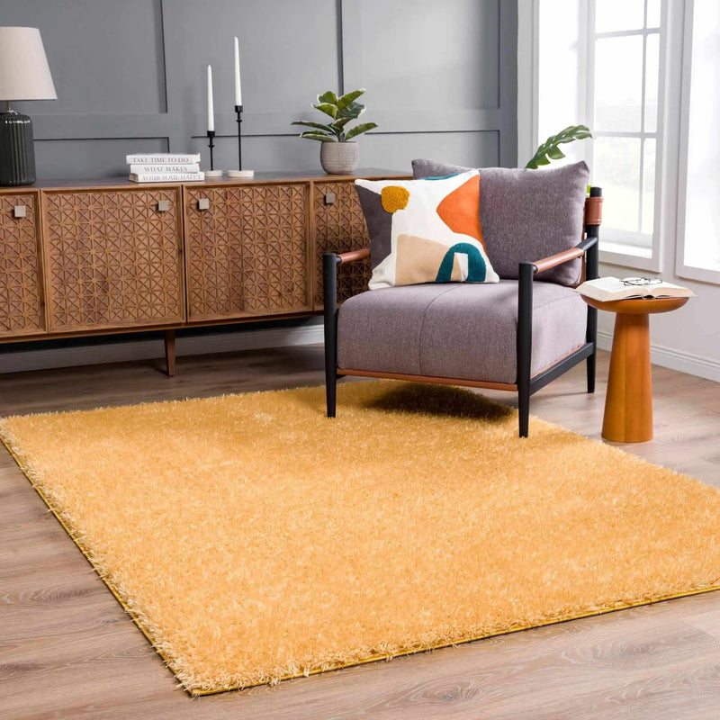 Faina Solid Gold Shag Washable Area Rug - Clearance by Boutique Rugs