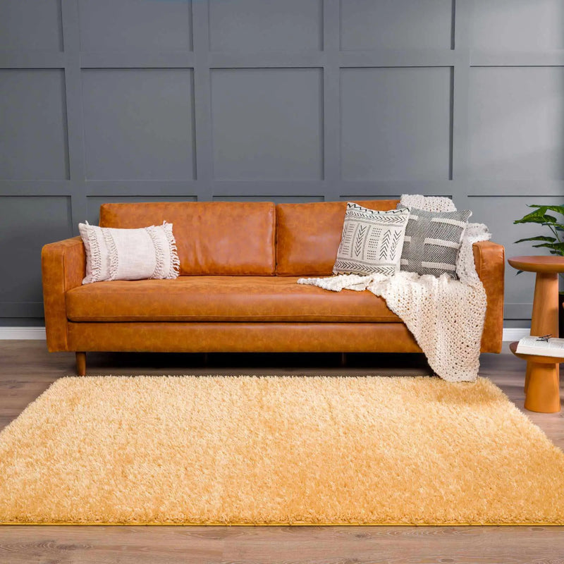 Faina Solid Gold Shag Washable Area Rug - Clearance by Boutique Rugs