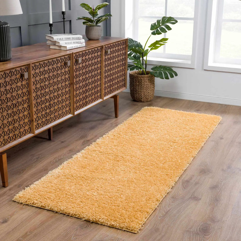 Faina Solid Gold Shag Washable Area Rug - Clearance by Boutique Rugs