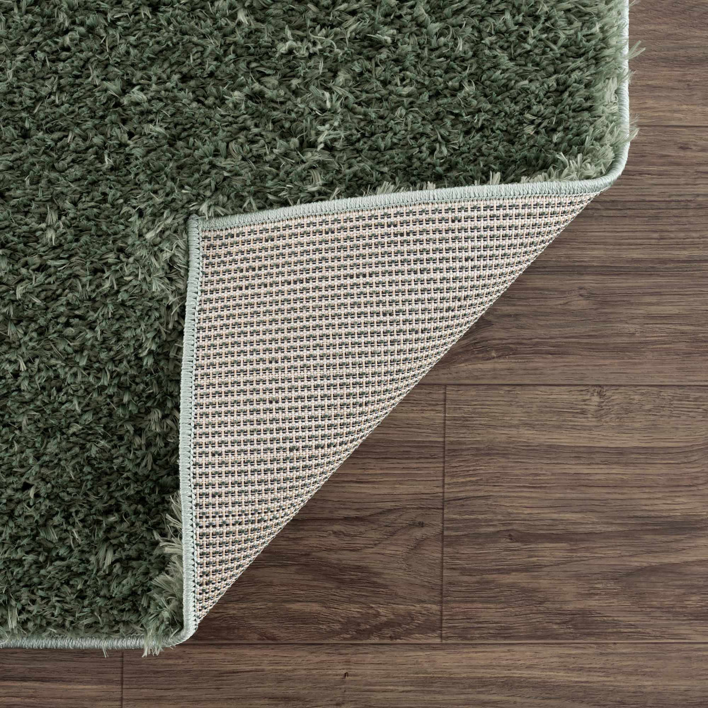 Faina Solid Green Shag Washable Area Rug - Clearance by Boutique Rugs
