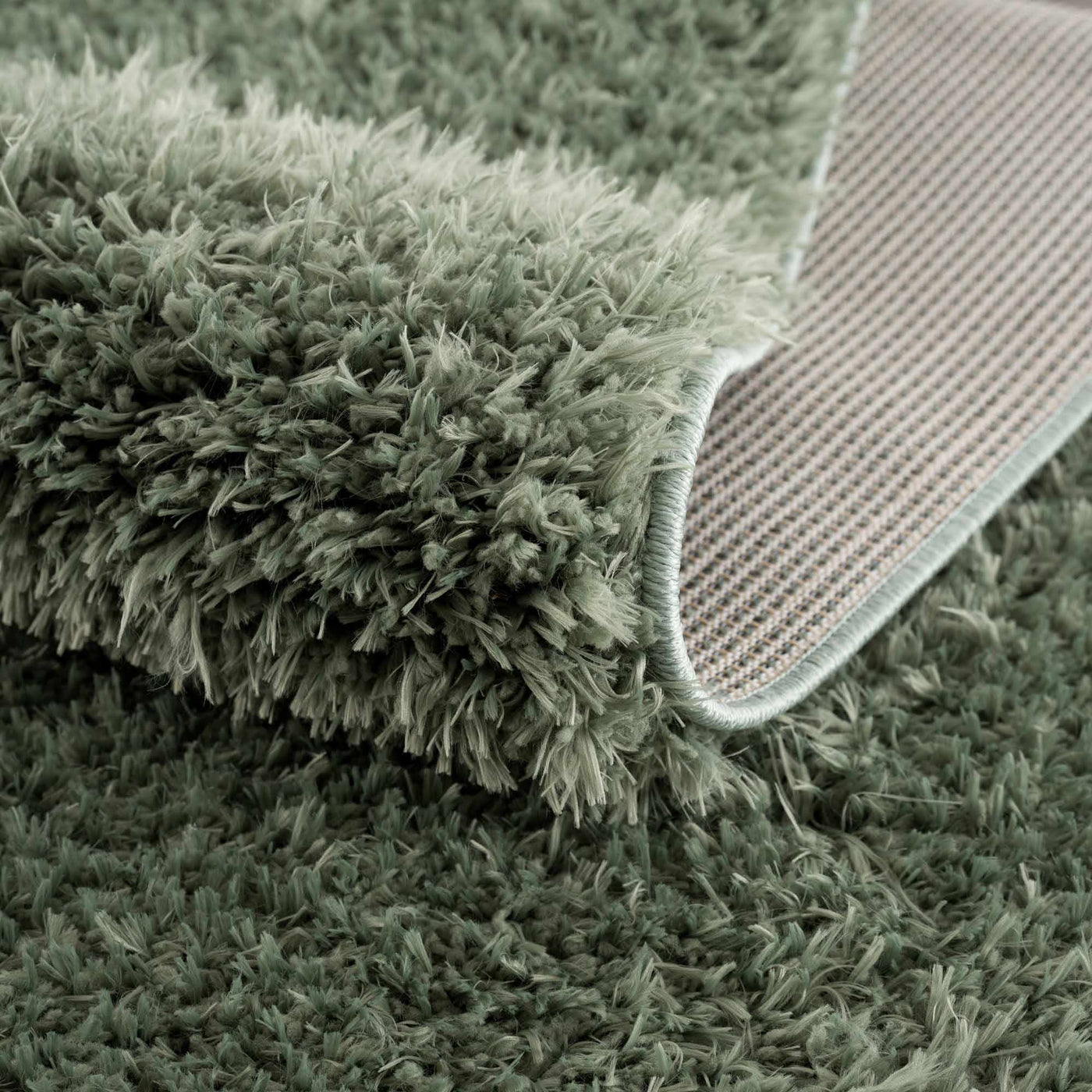 Faina Solid Green Shag Washable Area Rug - Clearance by Boutique Rugs