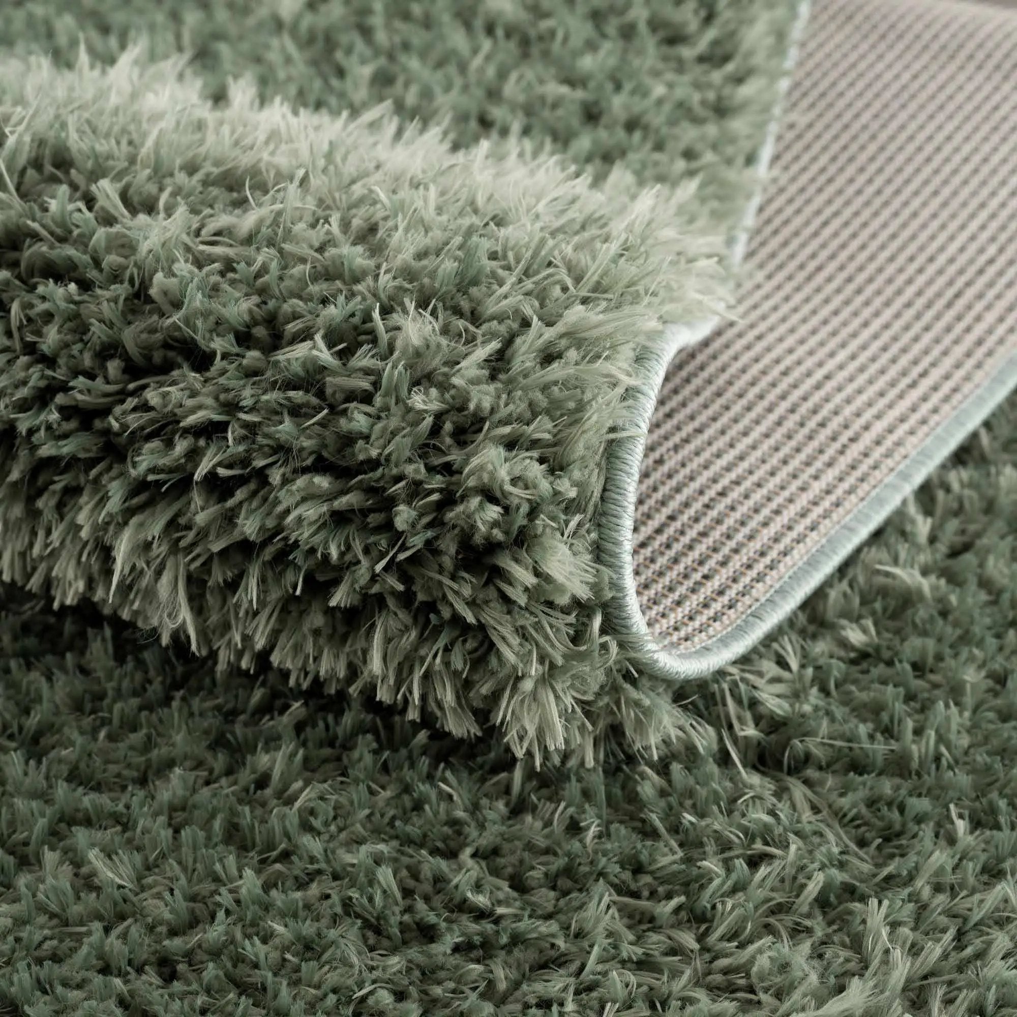 Faina Solid Green Shag Washable Area Rug - Clearance by Boutique Rugs