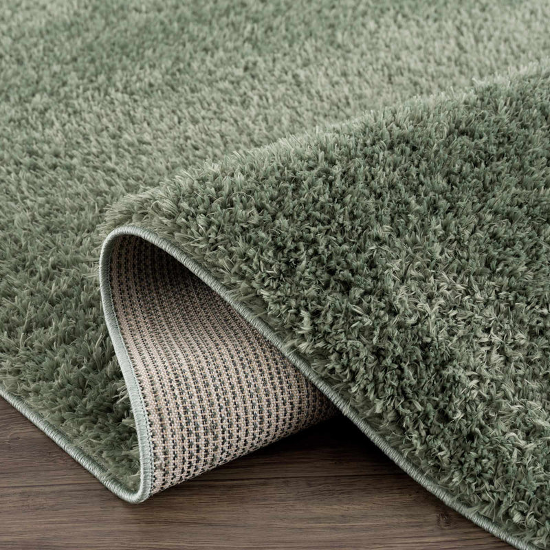Faina Solid Green Shag Washable Area Rug - Clearance by Boutique Rugs