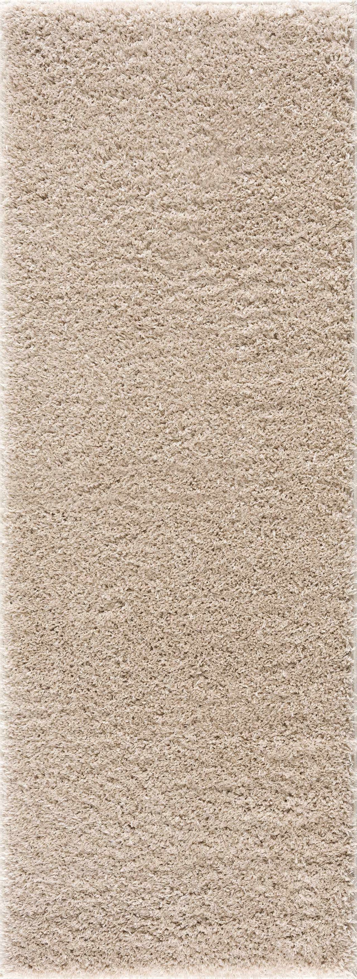 Faina Solid Beige Shag Rug Washable by Hauteloom