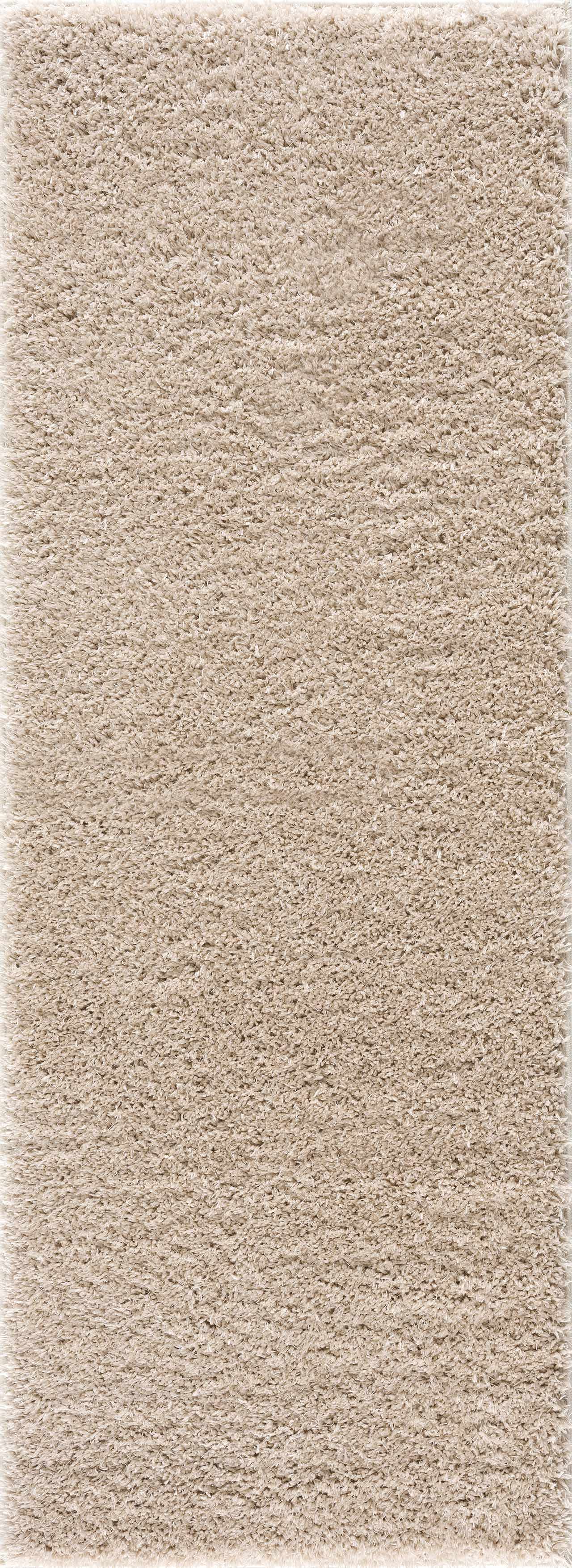 Faina Solid Beige Shag Rug Washable by Hauteloom