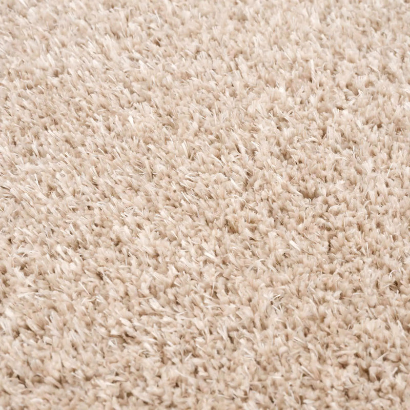 Faina Solid Beige Shag Rug Washable by Hauteloom