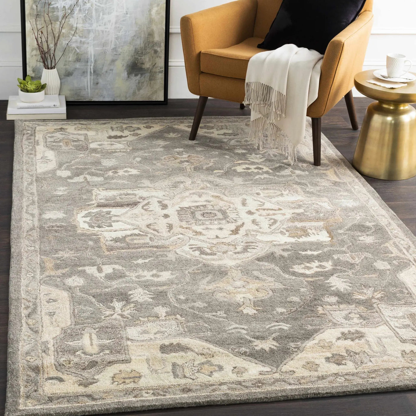 Broomfield 1196 Hand Tufted Taupe Wool Rug by Boutique Rugs