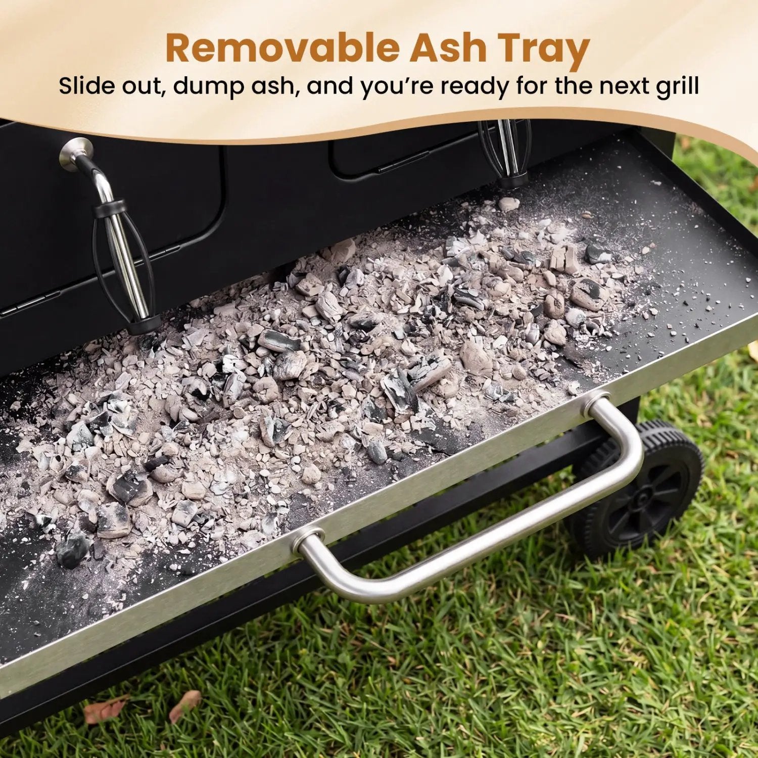 Charcoal Grill with Lifting Trays and Folding Side Tables by DirectDeals