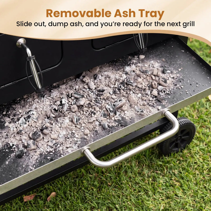 Charcoal Grill with Lifting Trays and Folding Side Tables by DirectDeals
