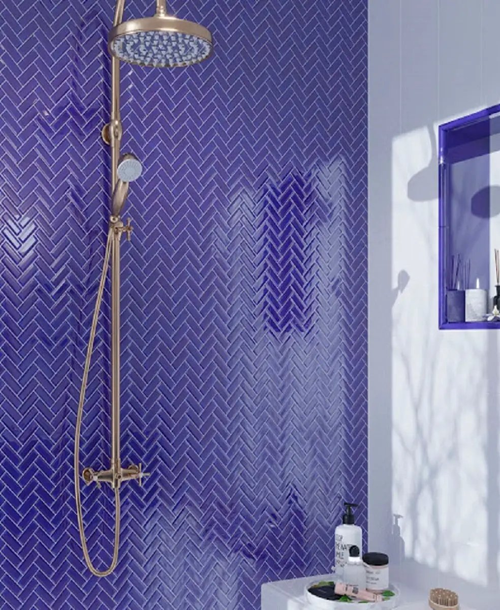 Cobalt Blue 11x13 Glossy Herringbone Glass Mosaic Tile (5 pack, 4.8125 sq ft/case) by Apollo Tile