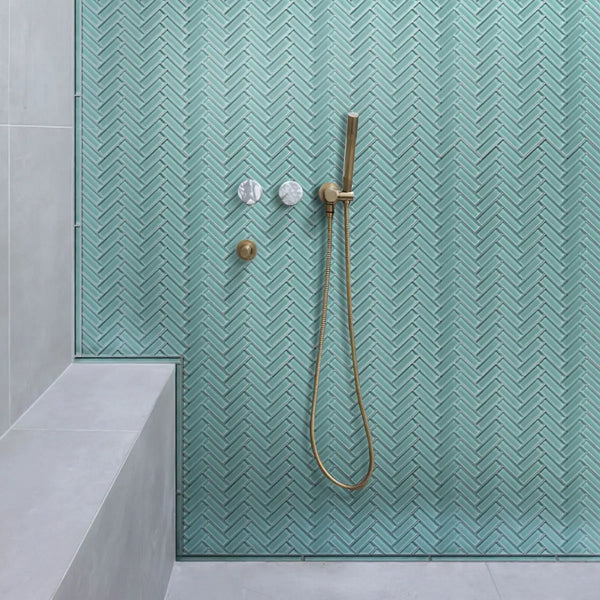 Sky Blue 11x13 Glossy Herringbone Glass Mosaic Tile (5 pack, 4.8125 sq ft/case), photo 2 of 8