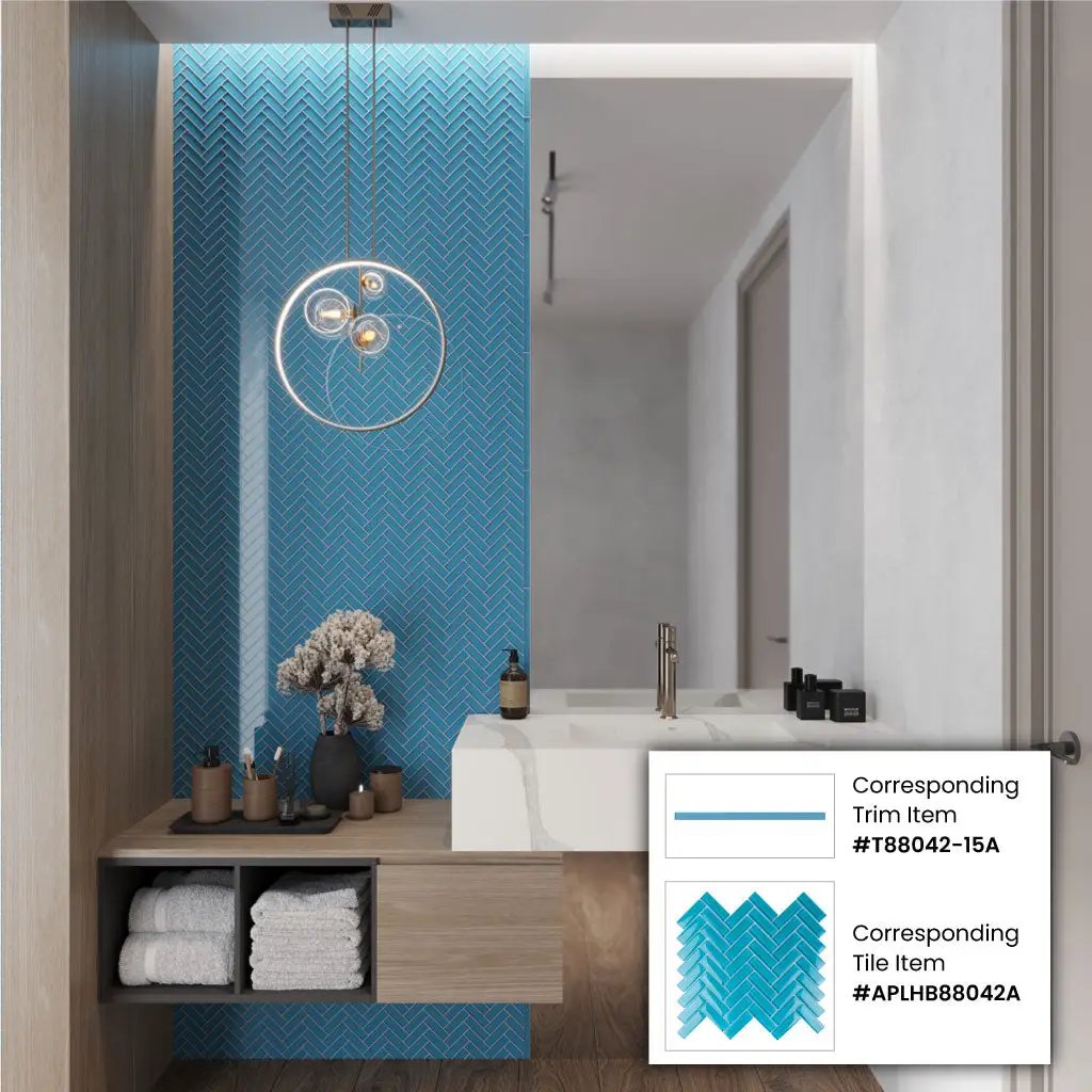 Sapphire Blue 0.5x12 Glossy Glass Pencil Tile Trim (10 pack, 0.5 sq ft/case) by Apollo Tile