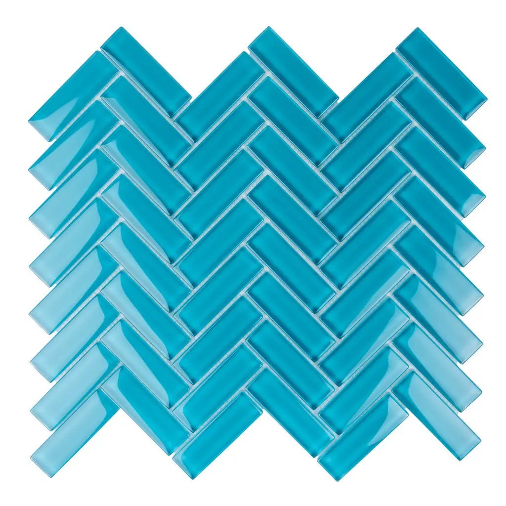 Sapphire Blue 11x13 Glossy Herringbone Glass Mosaic Tile (5 pack, 4.8125 sq ft/case) by Apollo Tile