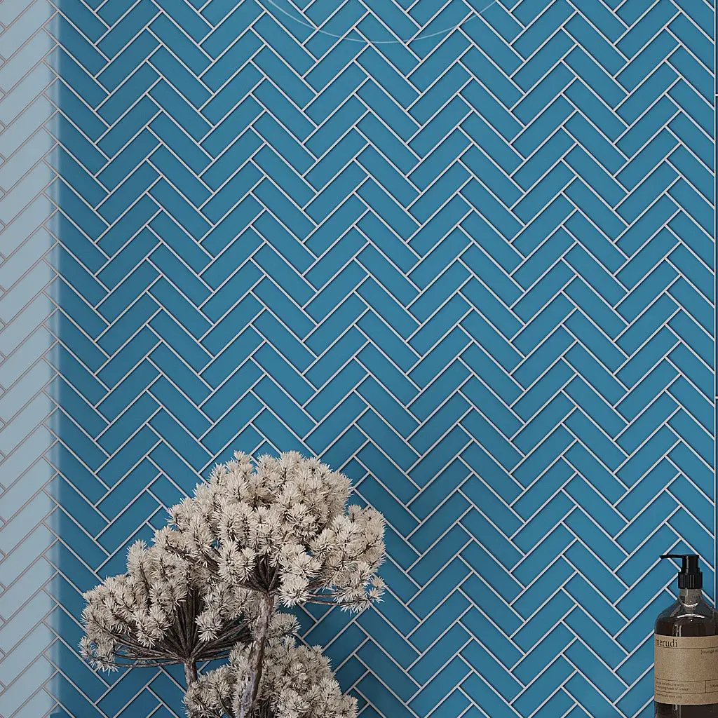 Sapphire Blue 11x13 Glossy Herringbone Glass Mosaic Tile (5 pack, 4.8125 sq ft/case) by Apollo Tile
