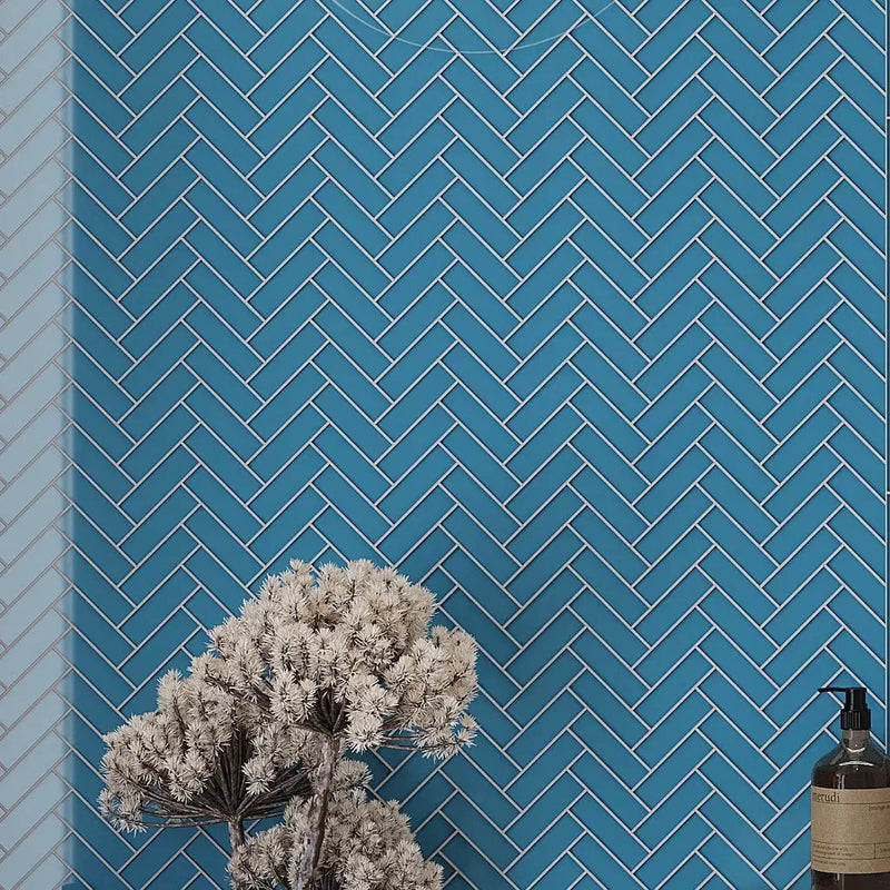 Sapphire Blue 11x13 Glossy Herringbone Glass Mosaic Tile (5 pack, 4.8125 sq ft/case) by Apollo Tile