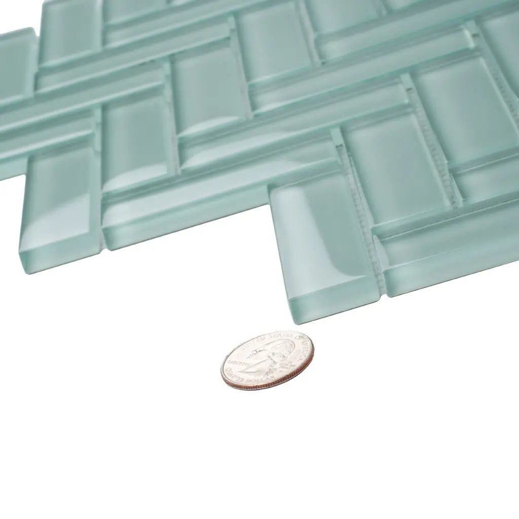 Blizzard Blue 11x13 Glossy Herringbone Glass Mosaic Tile (5 pack, 4.8125 sq ft/case) by Apollo Tile